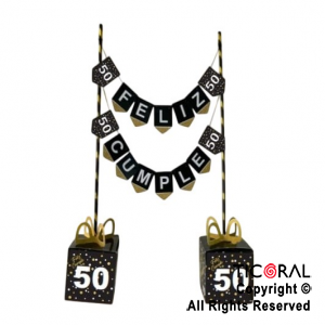 SET BANDERINES F/C DECORACION MESA 50 AOS X 1